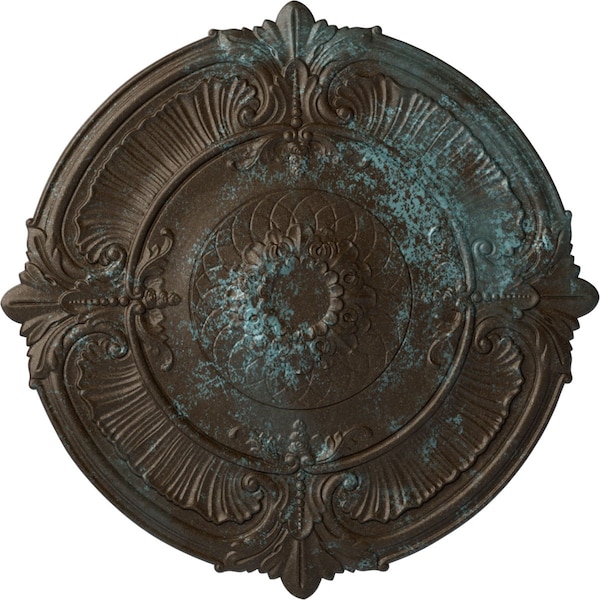 Ekena Millwork Attica Ceiling Medallion (Fits Canopies up to 3 3/4"), 39 1/2"OD x 2 1/2"P, Bronze Blue Patina CM39ATBBS - main